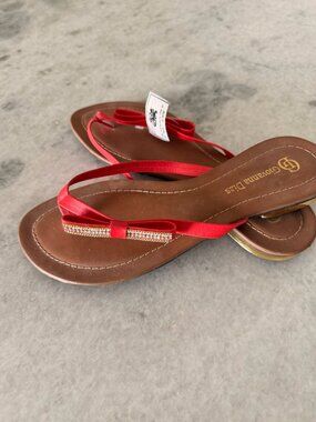 Giovanna Dias Brazilian Sandals Red Bow NWT